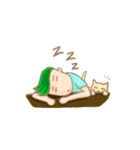 Mr. green hair ＆ sleepy cat  (Eng)（個別スタンプ：7）