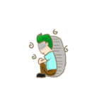 Mr. green hair ＆ sleepy cat  (Eng)（個別スタンプ：22）