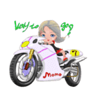 バイクとモモちゃん。（個別スタンプ：1）