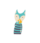 blue cat in striped shirt（個別スタンプ：4）