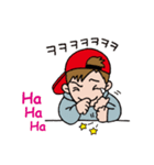 Hangul-Japanese Sticker " Red cap boy "（個別スタンプ：3）