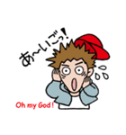 Hangul-Japanese Sticker " Red cap boy "（個別スタンプ：6）