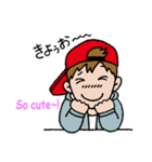 Hangul-Japanese Sticker " Red cap boy "（個別スタンプ：21）