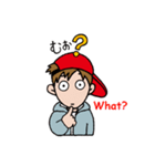 Hangul-Japanese Sticker " Red cap boy "（個別スタンプ：23）