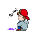 Hangul-Japanese Sticker " Red cap boy "（個別スタンプ：25）