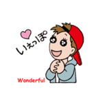 Hangul-Japanese Sticker " Red cap boy "（個別スタンプ：28）