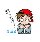 Hangul-Japanese Sticker " Red cap boy "（個別スタンプ：31）