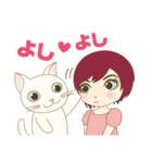 おんなの子とねこ（個別スタンプ：3）