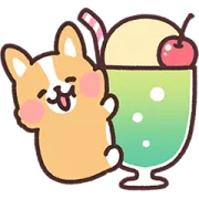 [無料LINEスタンプ] 夏のまるまるコーギー♡アレンジできる！