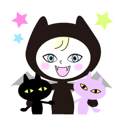 [LINEスタンプ] かわいい悪魔とふたごの猫たち