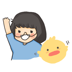 [LINEスタンプ] メガネ女と黄色いアヒル