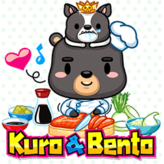 [LINEスタンプ] Kuro ＆ Bento (English Edition)