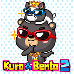 [LINEスタンプ] Kuro ＆ Bento2 (English Edition)