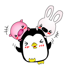 [LINEスタンプ] ぶたとうさぎとペンギン