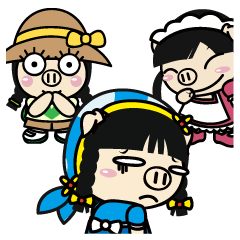 [LINEスタンプ] Variety Girl, Sister Piga Pig