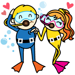 [LINEスタンプ] Scuba Gang - Love at first dive