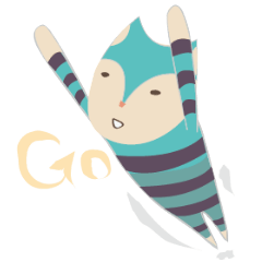 [LINEスタンプ] blue cat in striped shirt