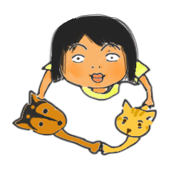 [LINEスタンプ] K.with her dog and kitty's, lol life