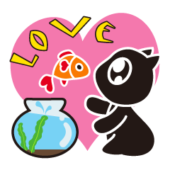 [LINEスタンプ] Loving Cat and Fish Story