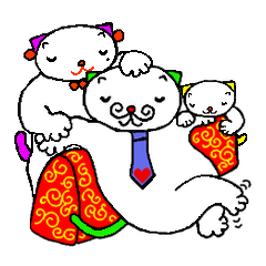 [LINEスタンプ] ひるねこ課長ルネと楽しい家族