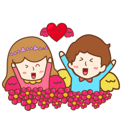 [LINEスタンプ] cupids boy ＆ girl love all day