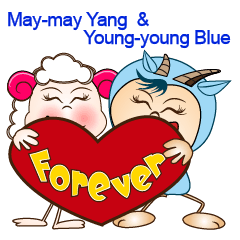 [LINEスタンプ] May-may Yang ＆ Young-Young Blue