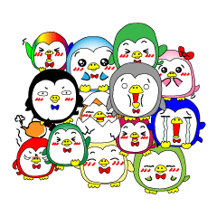 [LINEスタンプ] カラフルペンギン