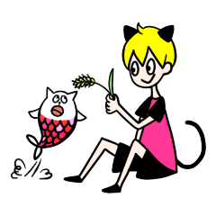 [LINEスタンプ] ネコ魚とネコ太郎