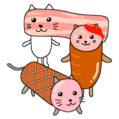 [LINEスタンプ] ハム・ベーコン・ウィンナー猫大集合