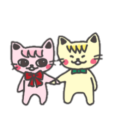 [LINEスタンプ] 桃猫＆黄猫