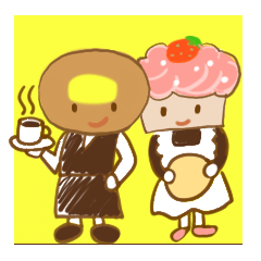 [LINEスタンプ] ドーナツくんとカップケーキちゃん