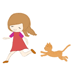 [LINEスタンプ] 小さな女の子のルミールと猫のキャラメル