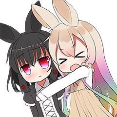 [LINEスタンプ] ニジイロうさぎとモノクロうさぎ その2