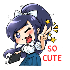 [LINEスタンプ] School Cute Girl : Violet