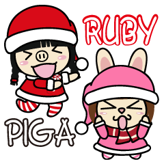 [LINEスタンプ] Sisters Piga and Ruby Merry Xmas